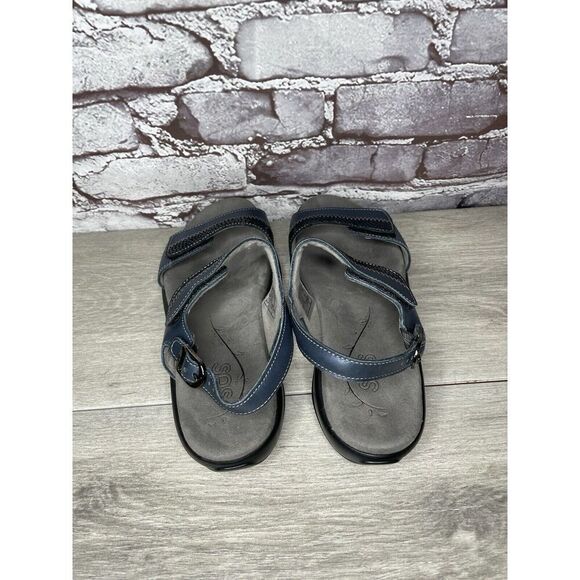 SAS Tripad NUDU Navy Blue Leather Ankle Strap Sandals Women Sz 8.5M US/39EU USA - Picture 7 of 16